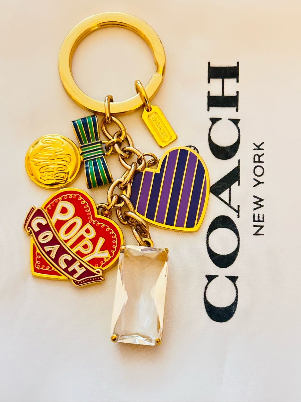 EXTREMELY RARE Coach Y2K Poppy Heart Charm Keychain/ Bag Charm